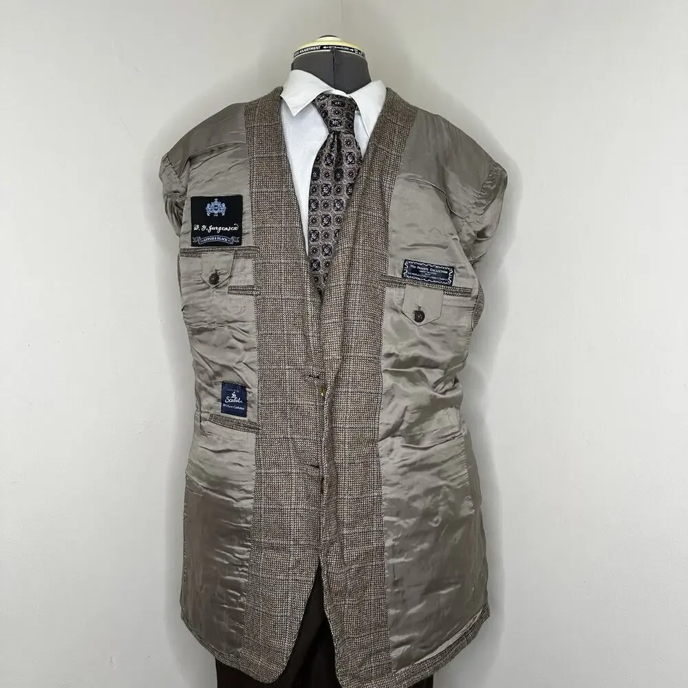 Astor Black Mens 43R Cashmere Blazer Brown XL Sport Coat Jacket Surgeon Cuffs